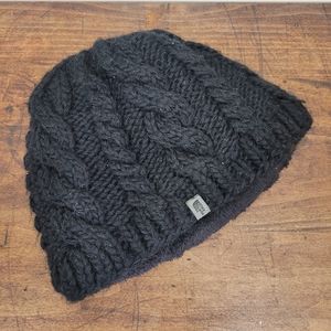 The North Face Black Cable Knit Fleece Lined Minna Beanie Hat Women's sz OS